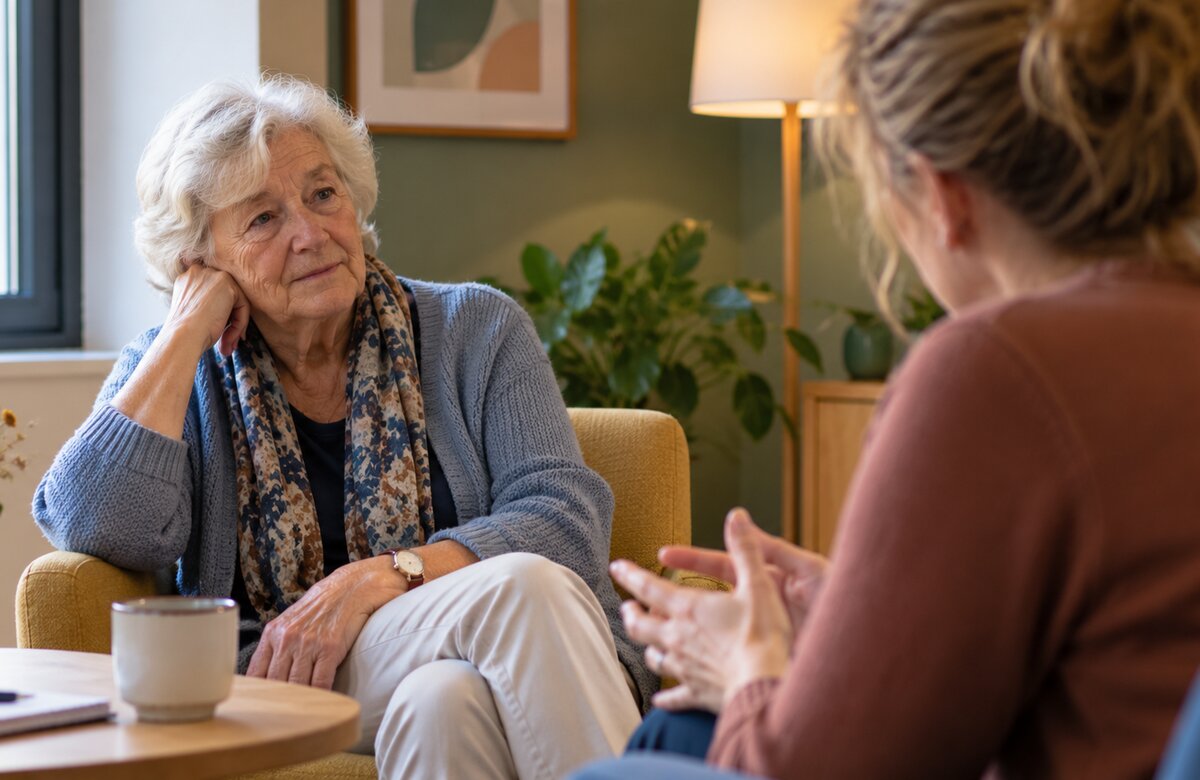 Aandachtig gesprek in warme kamer