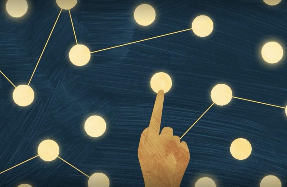 Vinger die lichtpuntje aangeeft