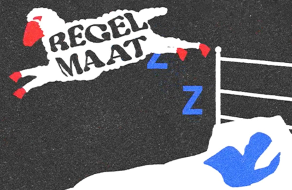 Illustratie van schaap dat over bed springt